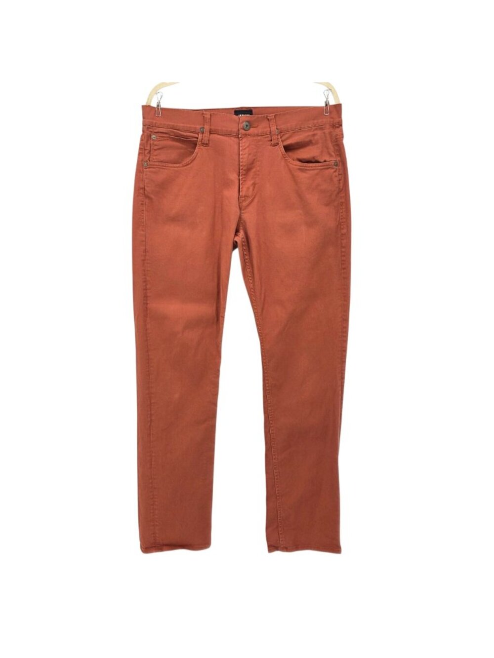 Hudson Mens 34 Jeans Byron 5 pocket Straight Rust Burnt Orange Denim